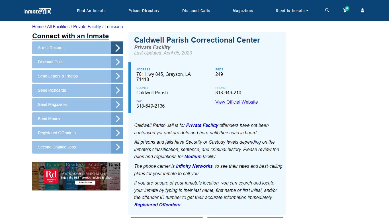 Caldwell Parish Correctional Center - Inmate Search