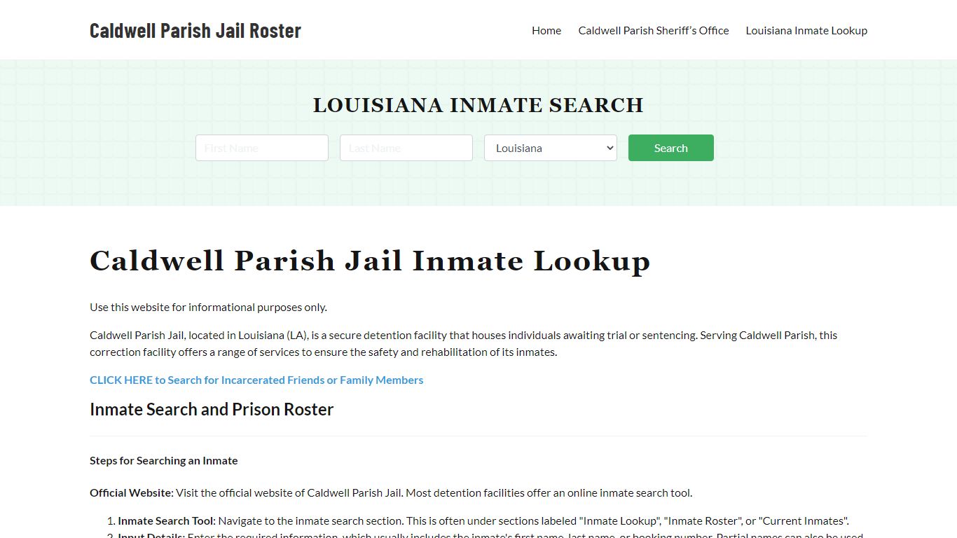 Caldwell Parish Jail Roster Lookup, LA, Inmate Search